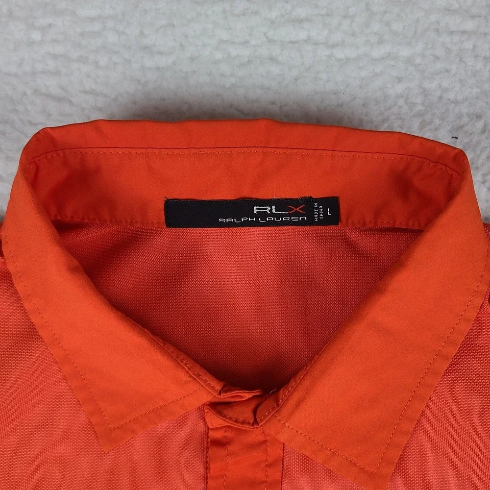 RLX Ralph Lauren‎ Polo Shirt Mens Large Dark Orange Performance Golf Pocket *